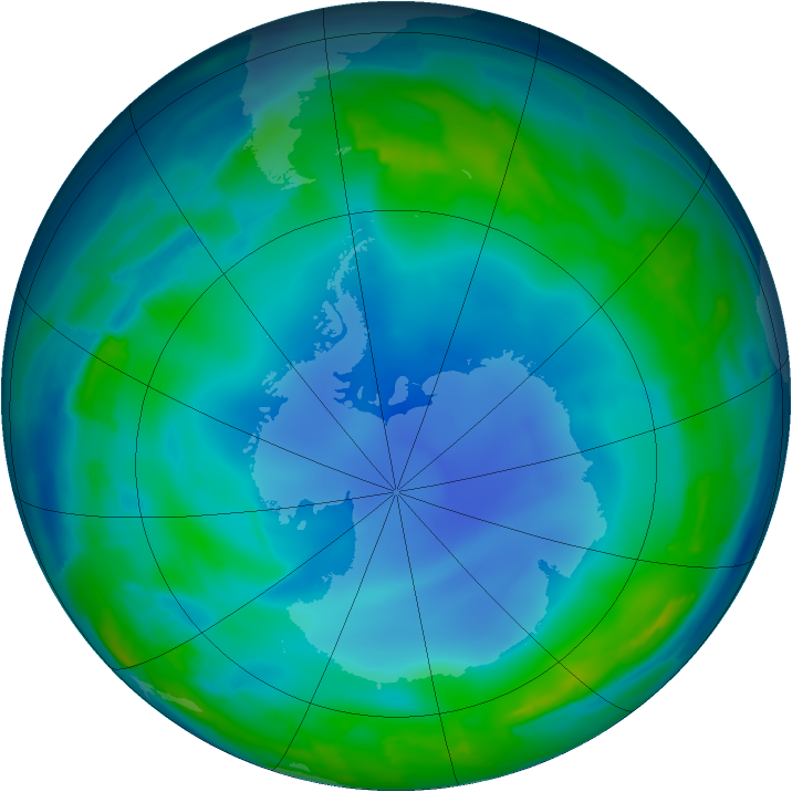 Antarctic ozone map for 13 June 2013